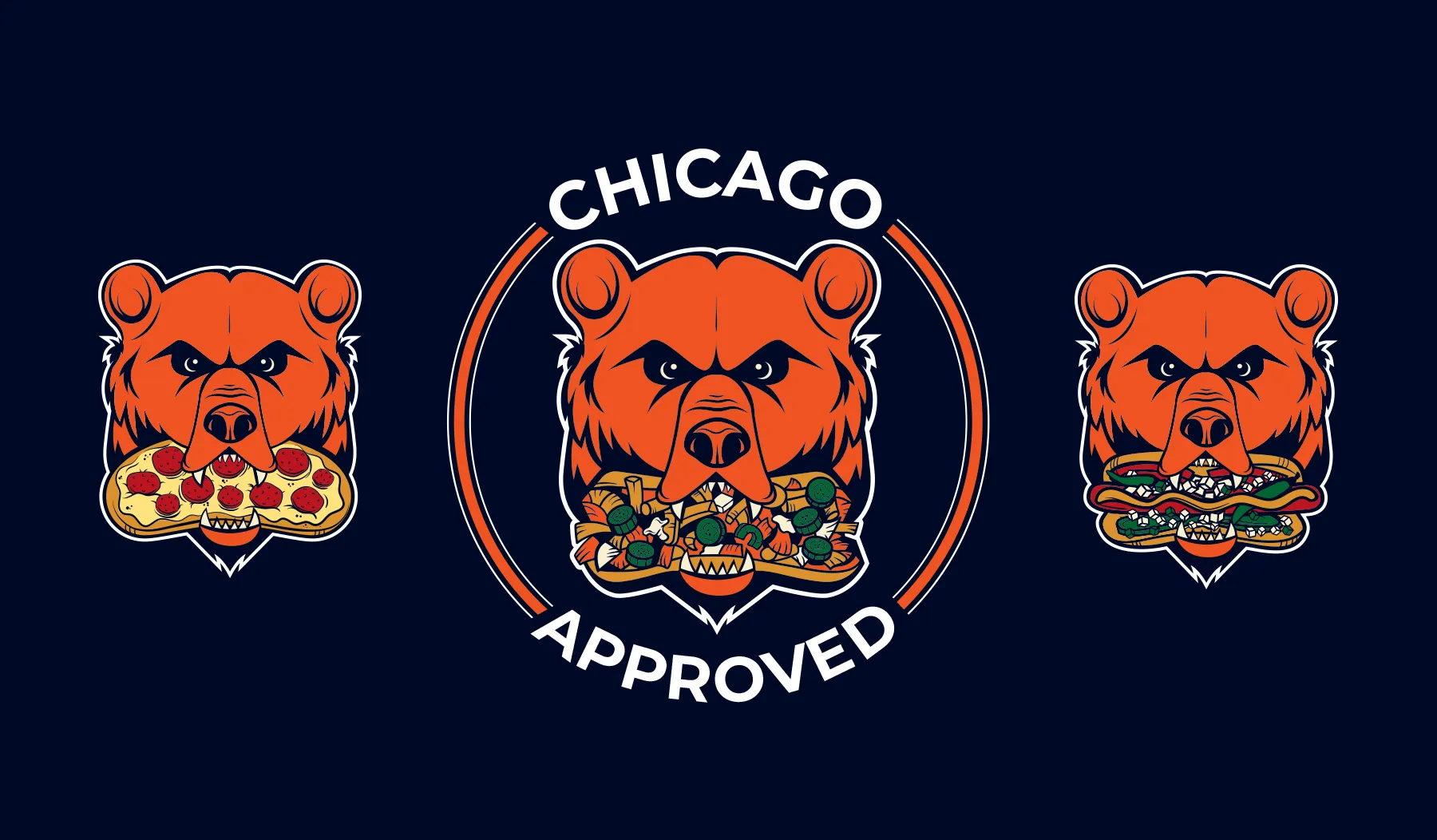 Staleys Chicago Italian Dining Bear Illustration Logos