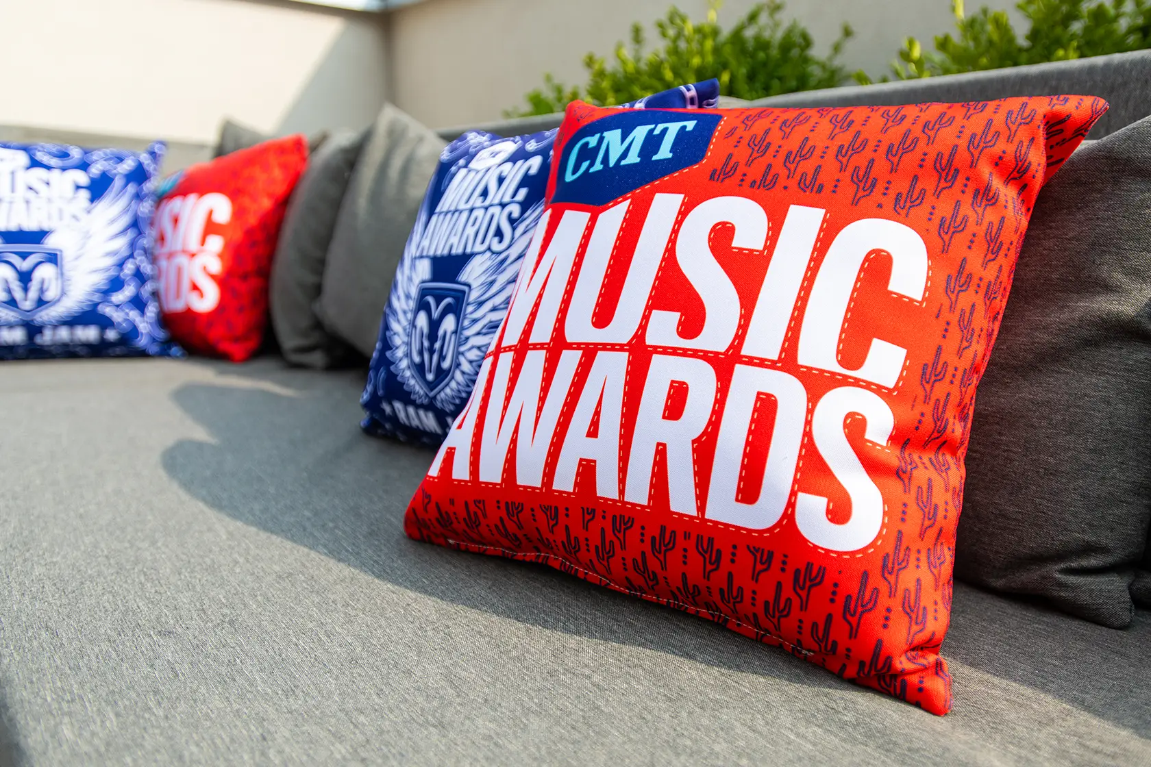 Country Music Television CMT Ram Jam Pillows on Sofa