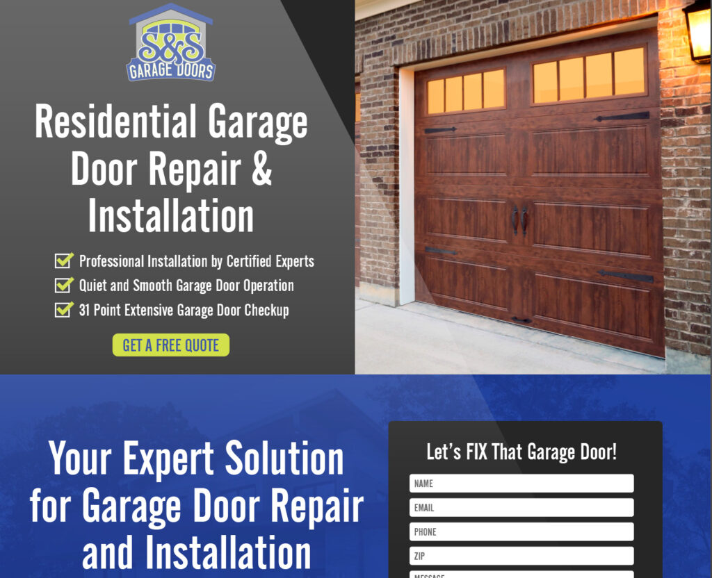 SS Garage Doors Landing Page Mockup