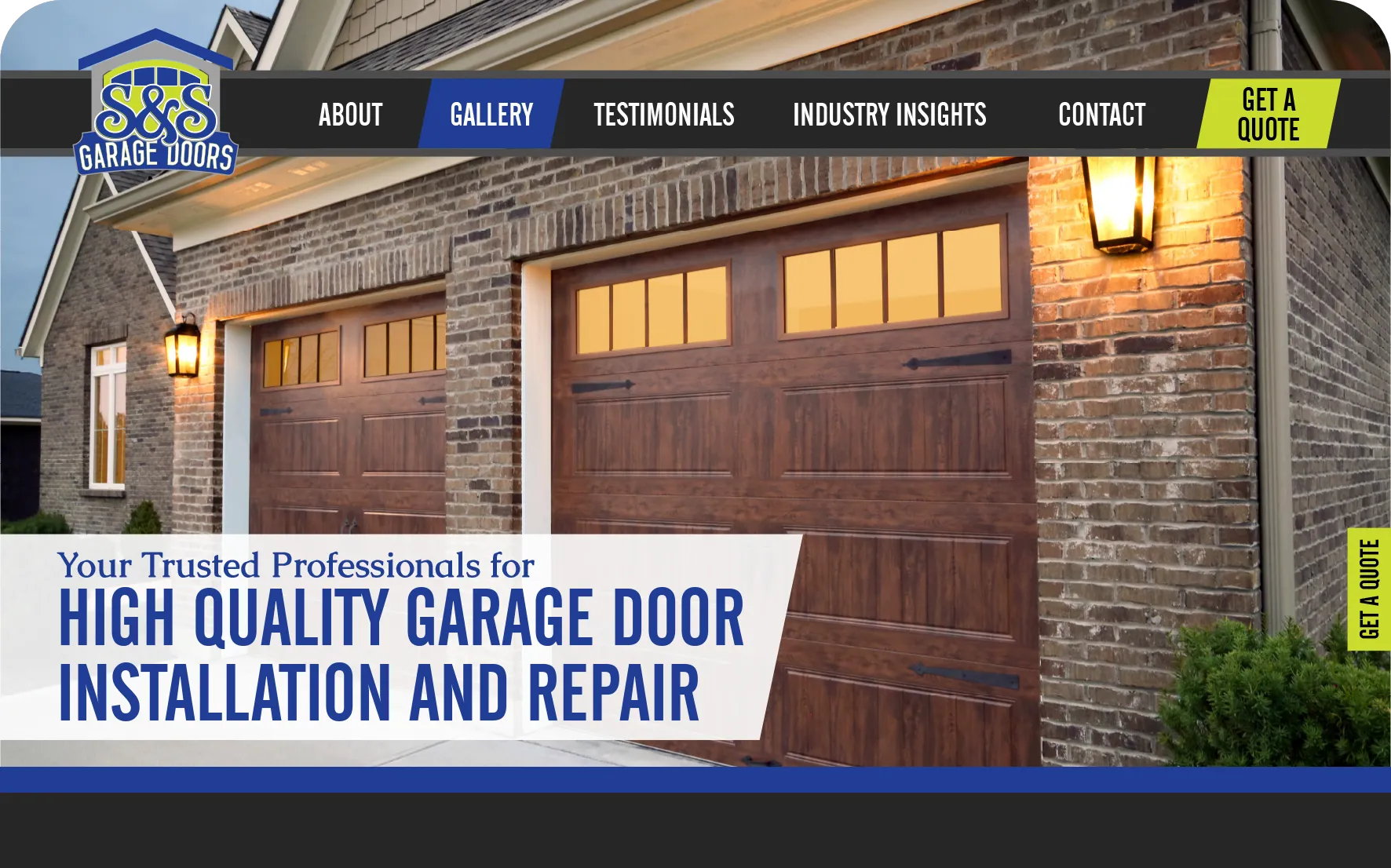 SS Garage Doors Website Homepage