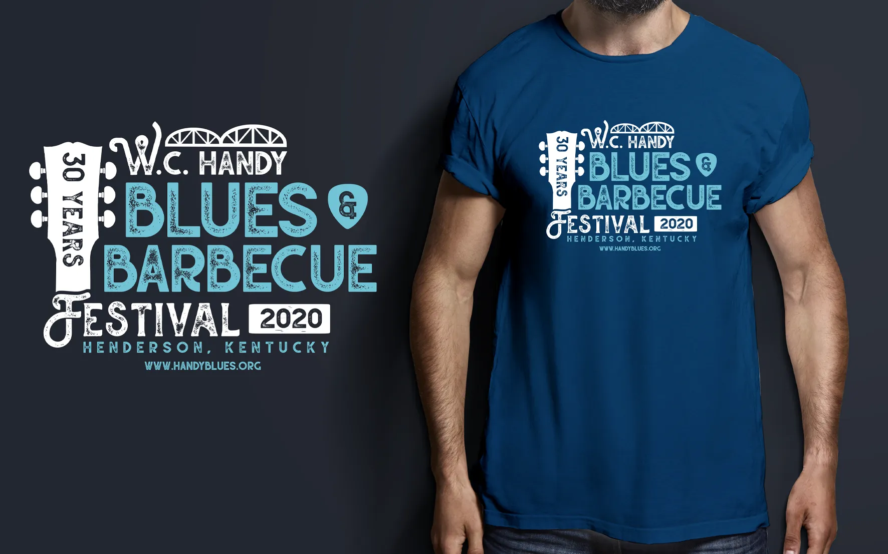 WC Handy Blues and Barbecue Festival Logo on Tee Shirt