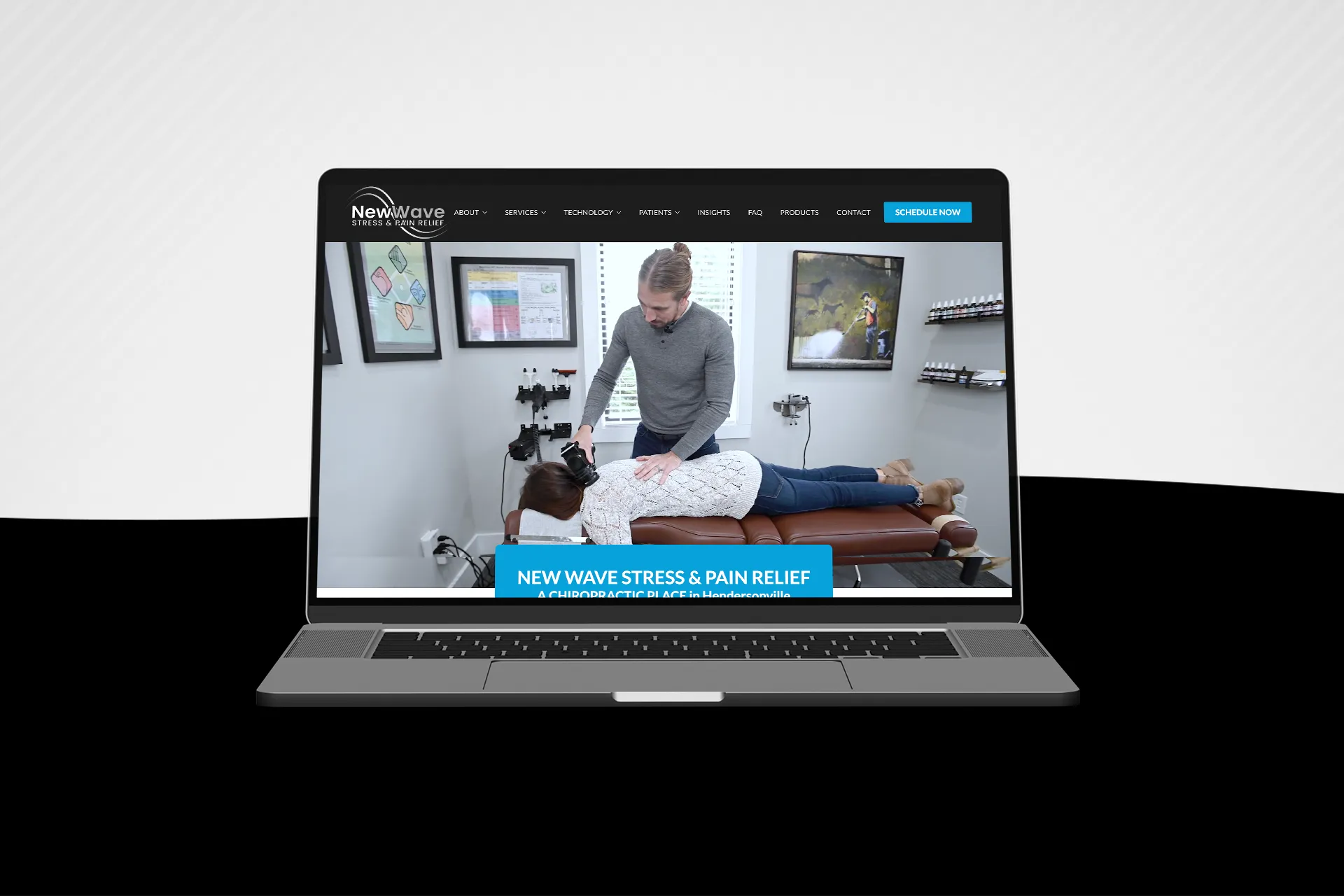 New Wave Stress and Pain Relief website on a computer