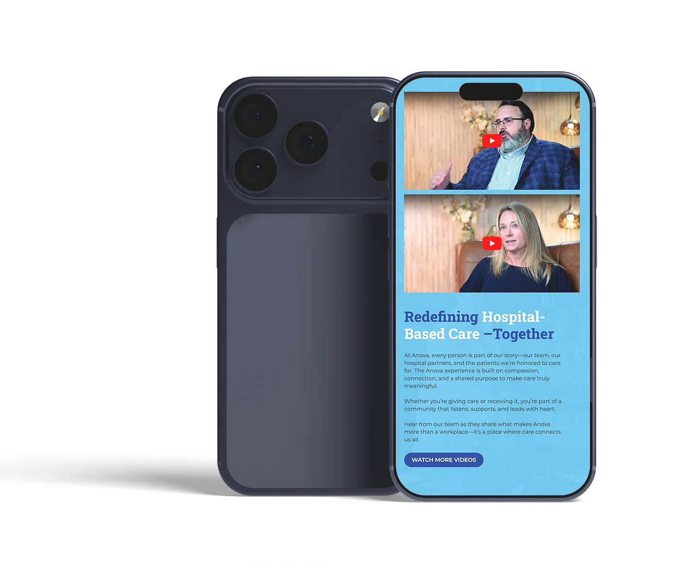 Anova website on a phone against a white background